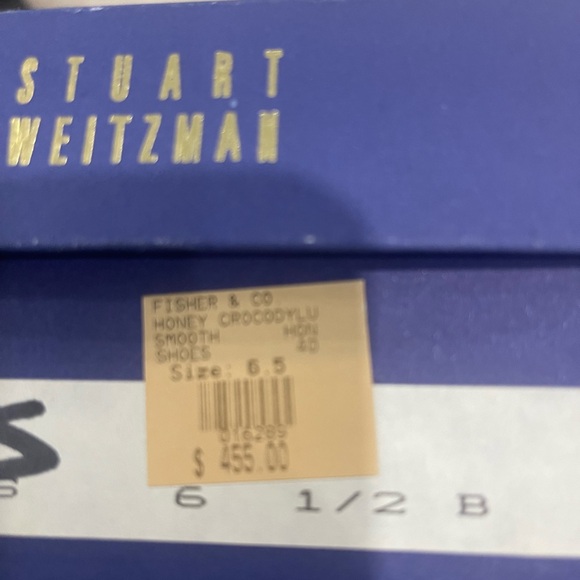 Rare Vintage Stuart Weitzman Crocodile leather Honey Heels size 6.5 - Picture 15 of 17